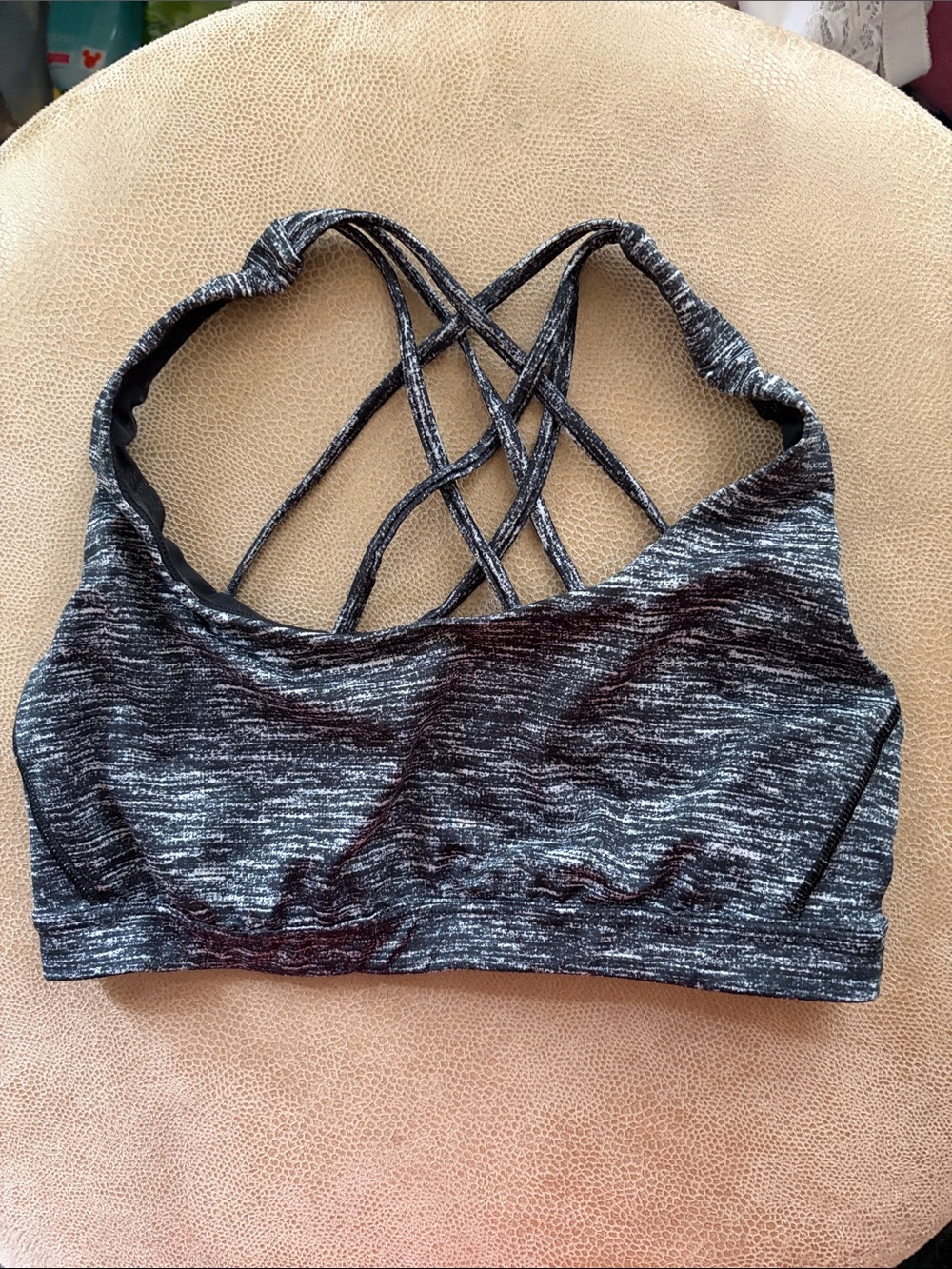 Victoria Sport Space-Dye Strappy Back Sports Bra - Black & Gray Size Small